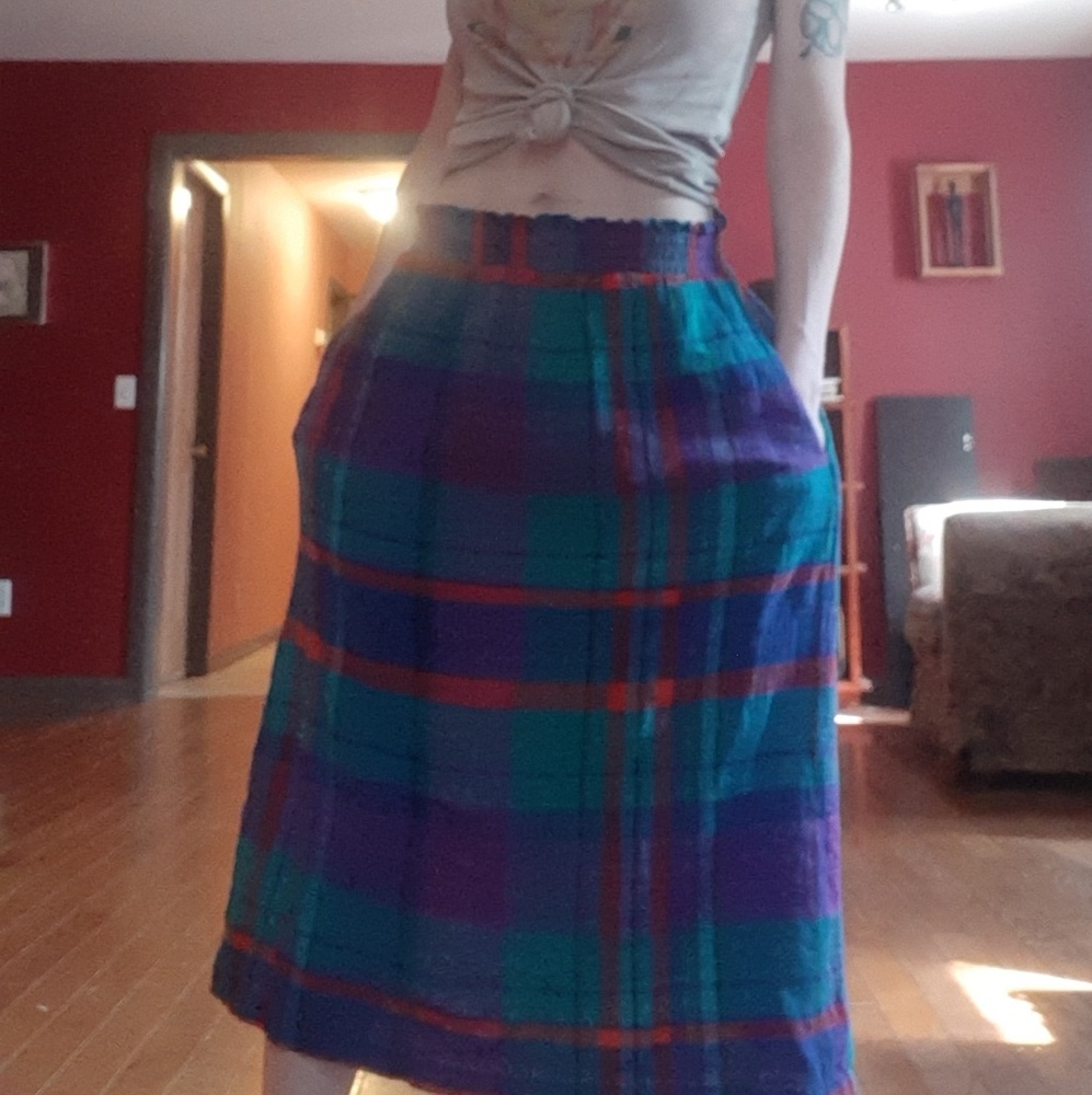 Vintage colorful plaid skirt